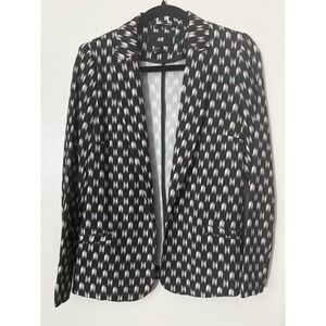 H&M Blazer Jacket Abstract Print Business Career Black White Size 4